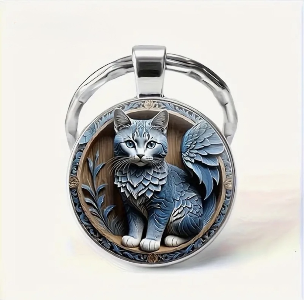 3/$25 Fantasy Winged Cat Keychain NEW